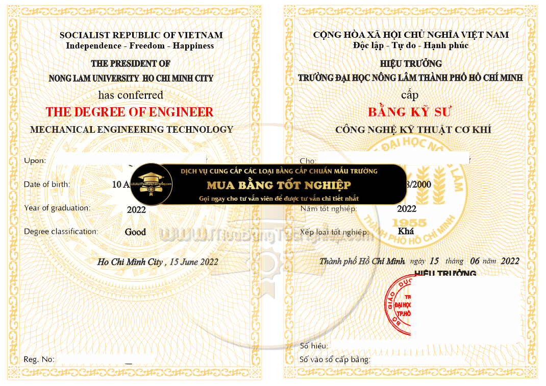 Cần mua bằng Đại học Nông Lâm - mẫu chuẩn 100%